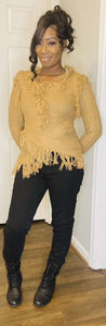 Khaki Fringe Sweater